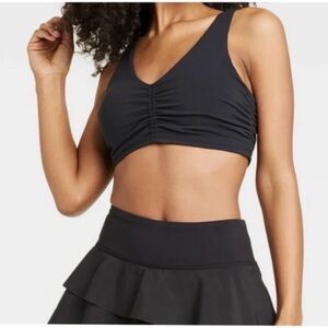 JoyLab Ruched Black Sports Bra